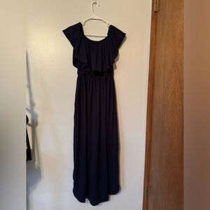 Womens Off The Shoulder Ruffle Party Dresses Side Split Beach Maxi Dress